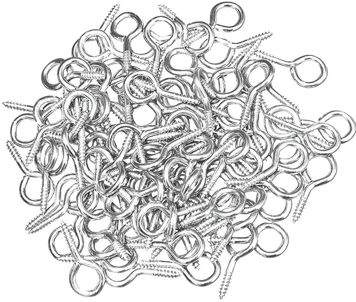 [300 Pack] Mini Screw Eye Pin 15mm x 7mm Silver Plated Eye Bolts Bail Peg Handmade Accessories for DIY Jewellery Making Bead Curtains Wood Resin Small Adorn Articles Clay Charm Craft Projects