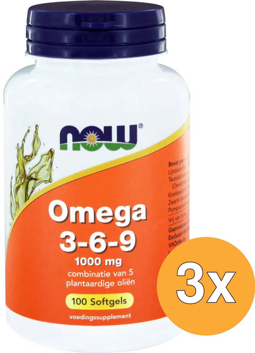 3x Now Omega 3-6-9 1000 mg (100 softgels)