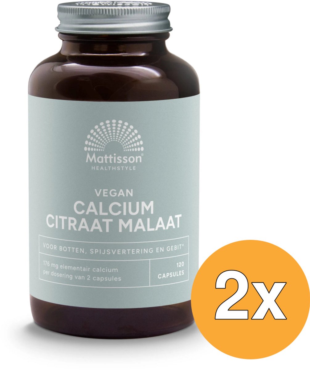 2x Mattisson Vegan Calcium Citraat Malaat (120 capsules)