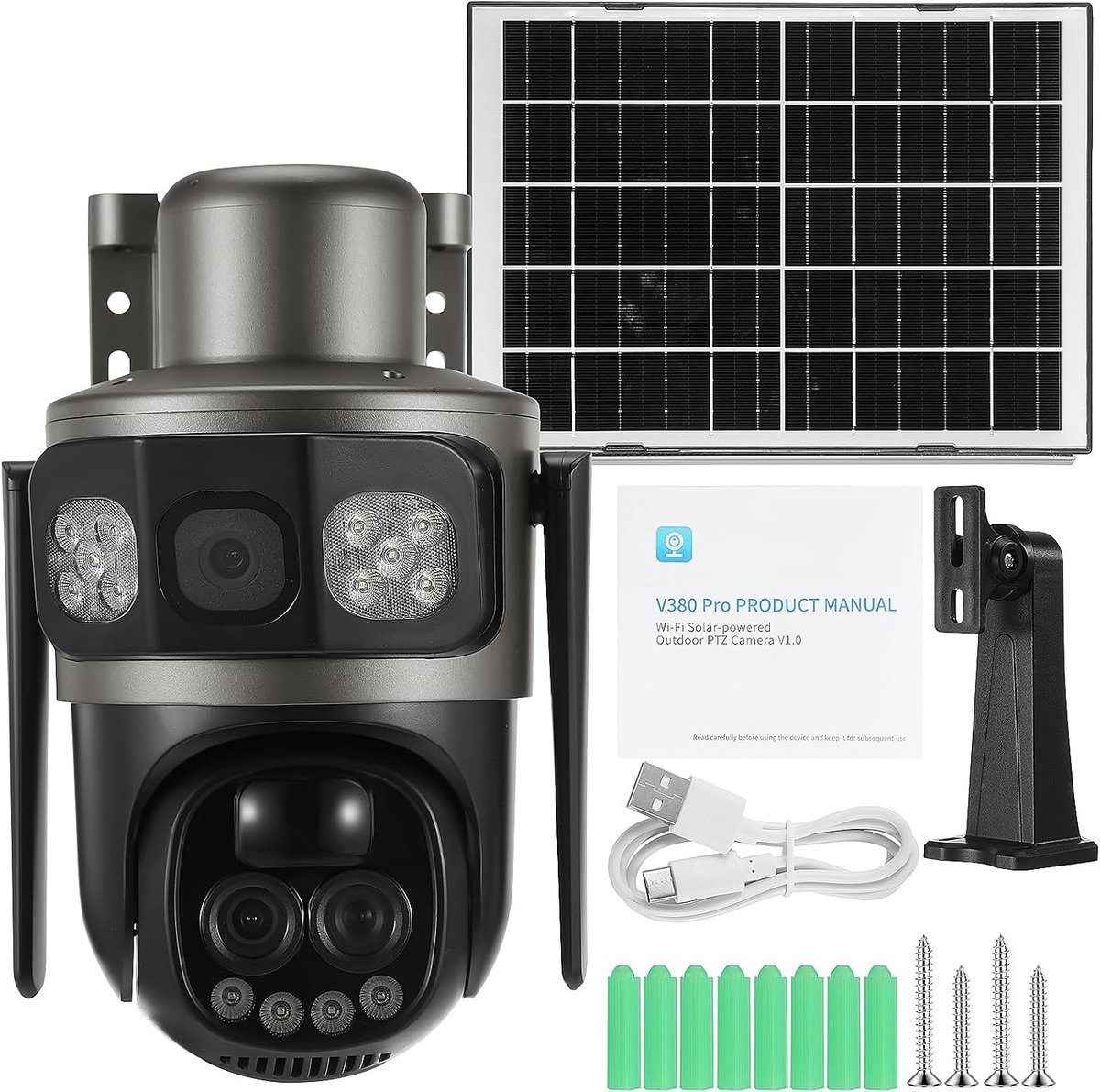 Buitencamera Op Zonne-energie - Beveiligingscamera Buiten - Huisbewaking Op Afstand - 10x Optische Zoom