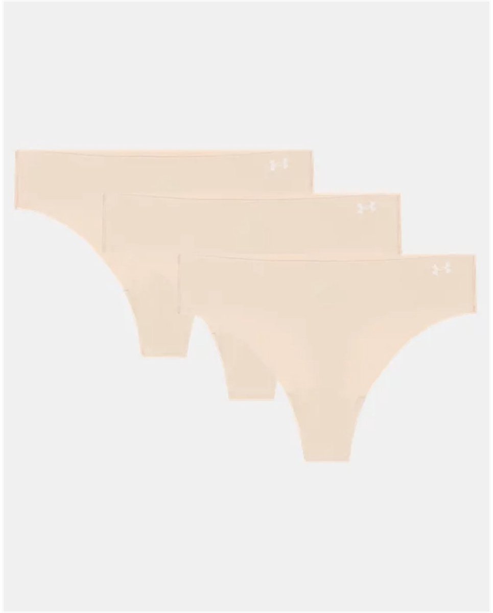 Under Armour, UA PURE STRETCH NO SHOW THONG -SOLID 3PK 1383893-500, 1383893-500, Female, Beige Under Armour dames sportartikel beige, maat M