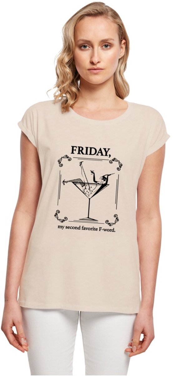 Mister Tee FWord Extended Shoulder Dames Tshirt 5XL Creme