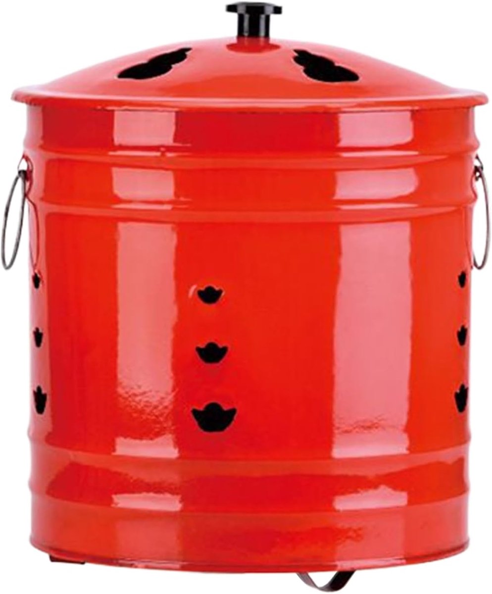 Brandvat met Deksel - Vuurton Emmer - Buiten Verwarmen - Vonkbestendige Deksel - 26.5 x 26.5 x 27.5 cm - Zwart