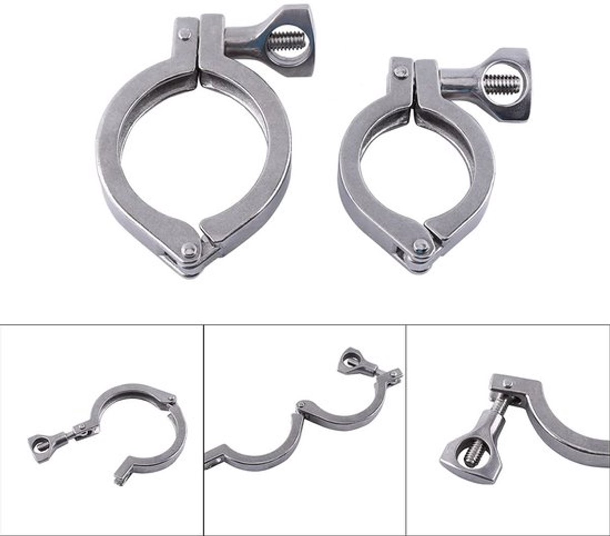 Zeynomax - Single Pin Heavy Duty Tri Clamp - Handmatige Klem - Zilver - Precisie