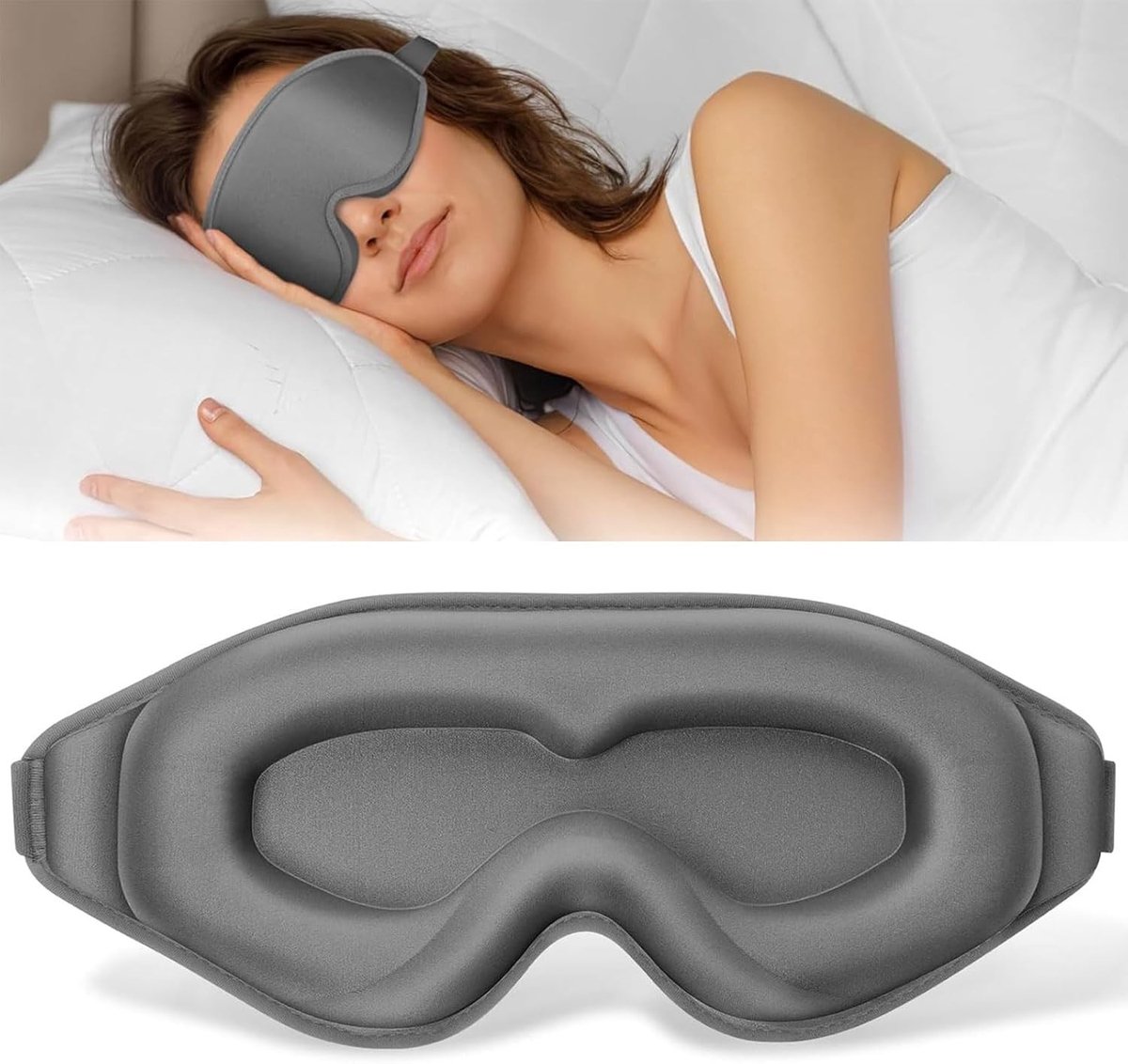 Slaapmasker - Grijs - 99% Verduisterend - Ergonomisch 3D-ontwerp - Voor Slapen en Reizen