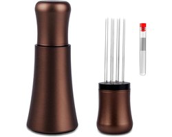 Espresso Distributie Tool - Koffie Roerder - Betere Espresso Maken - Verstelbare Naalden - 0.35mm Naalden - Bruin