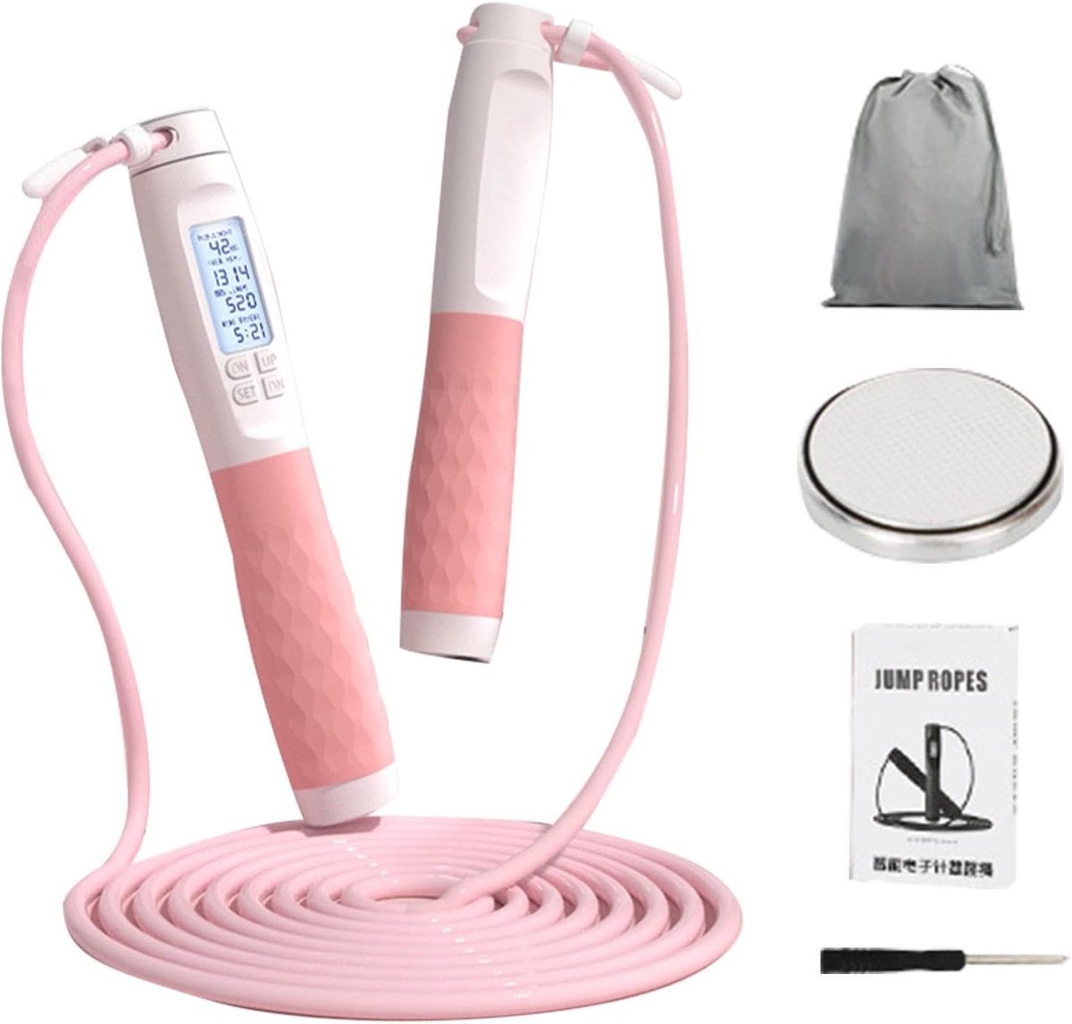 Slim Springtouw - Fitness Touw - Vet Verbranden - Alarm Herinnering - Verstelbare Lengte - Roze