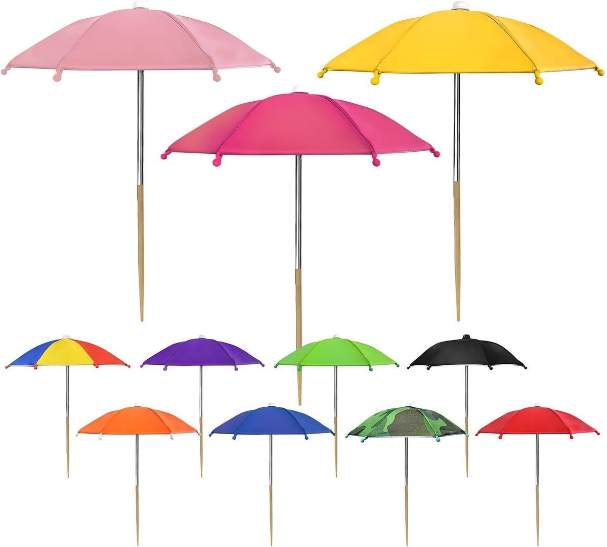 Plantenparaplu's Set - Mini zonneschermen - Planten beschermen - Verstelbare UV-bescherming - 27 cm - Meerkleurig
