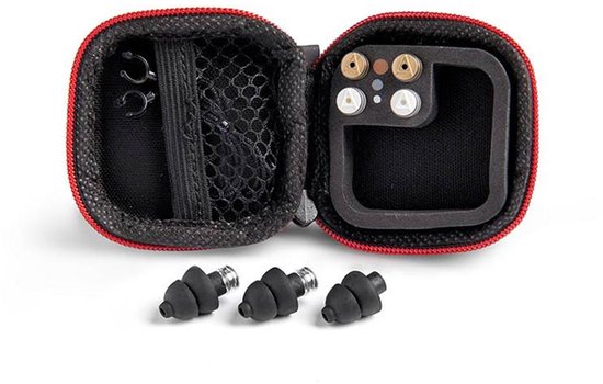 Zwart Alpine MusicSafe Pro etui met oorpluggen en filters.
