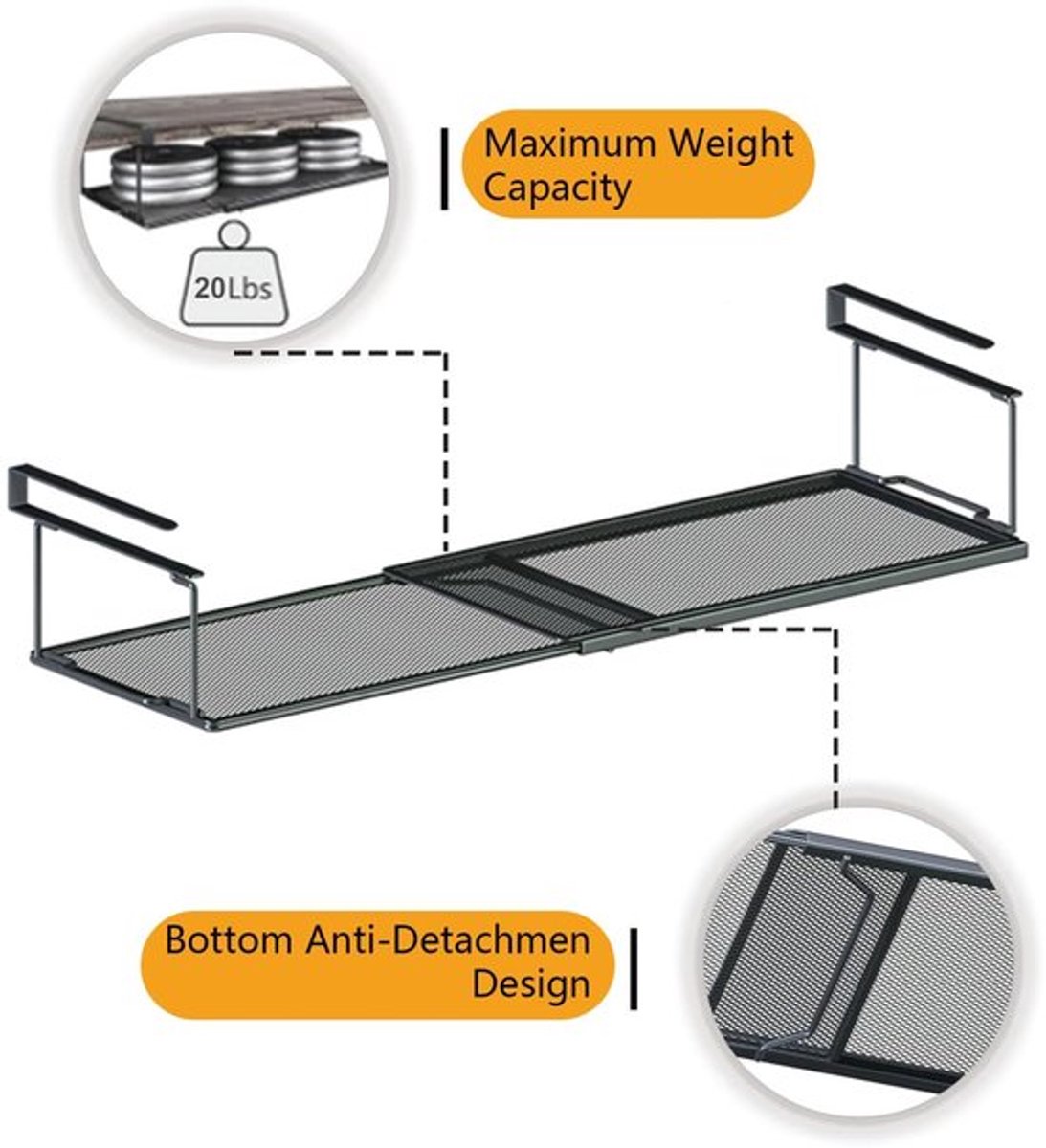 Dailygoody - Metalen hangend keukentoestelorganizer met uitbreiding