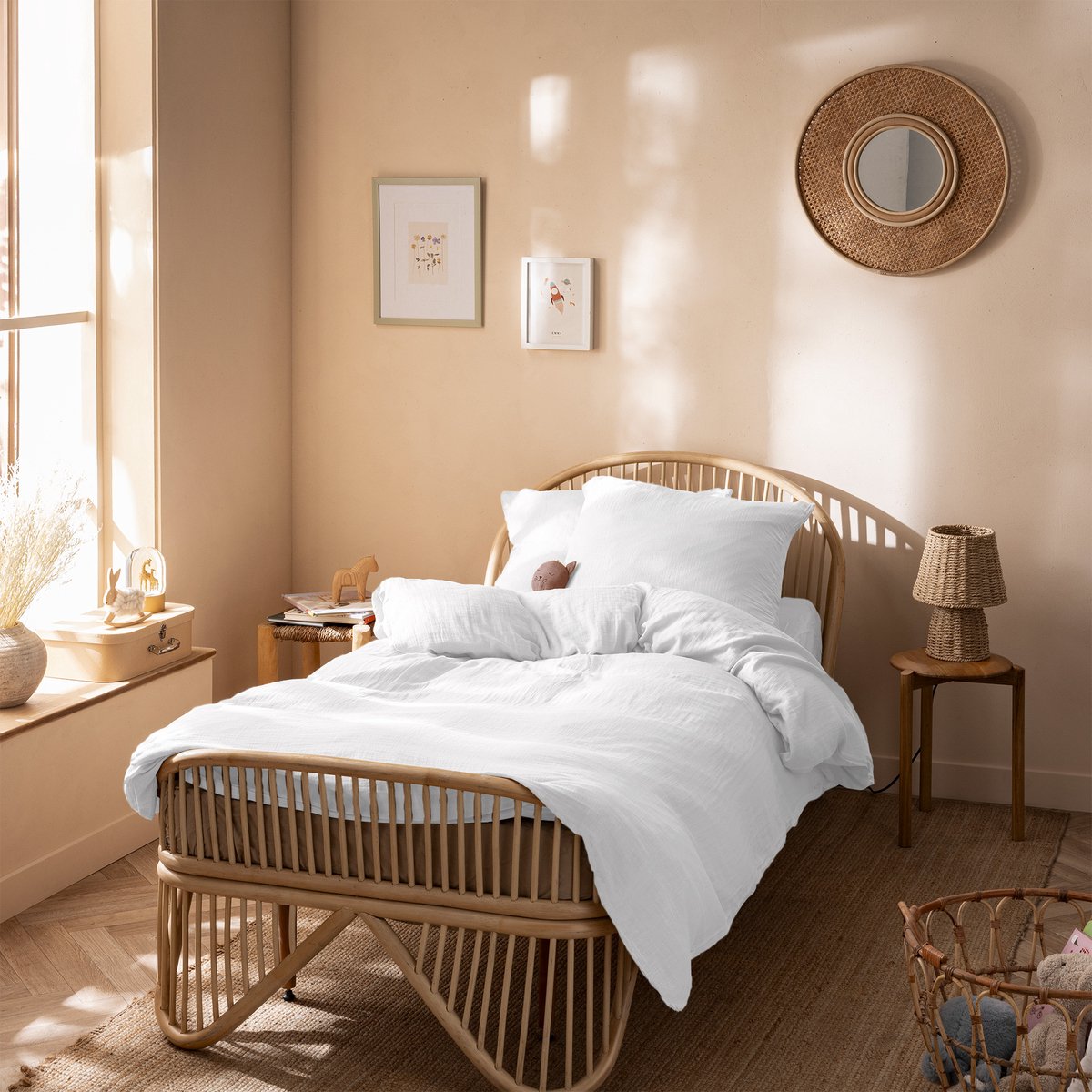 Matt & Rose Dekbedovertrek - Wit - 140 x 200 + 65 x 65cm - Mousseline Katoen