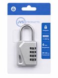 Zilverkleurig hangslot met 4 cijferwielen, JVS PRODUCTS