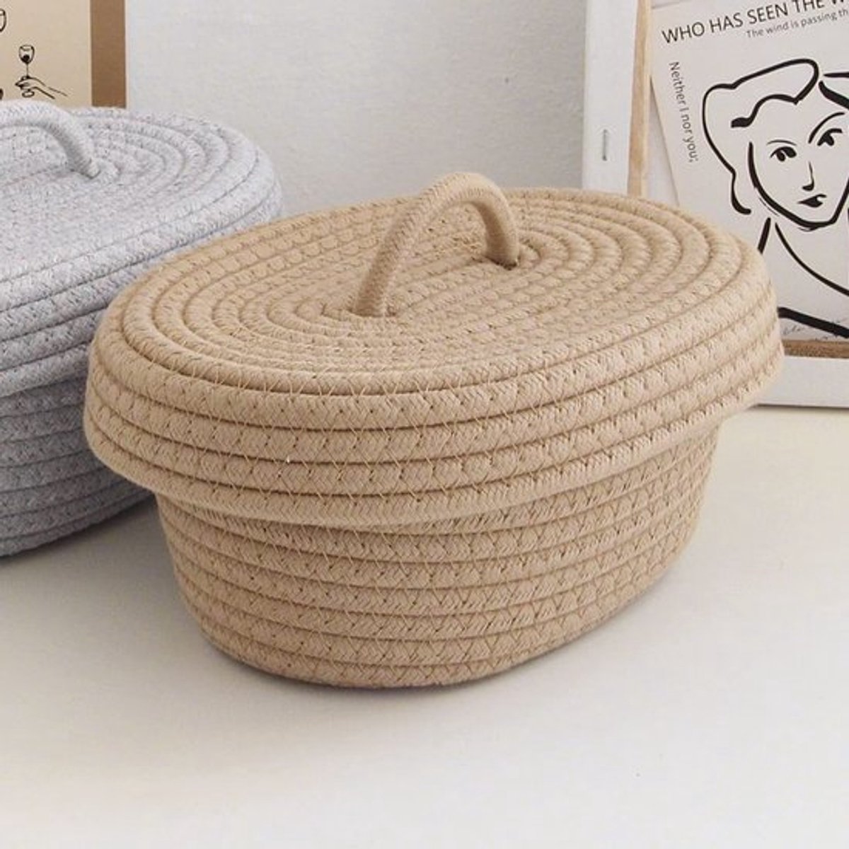 Handgemaakte katoenen opbergmand met deksel by Dailygoody