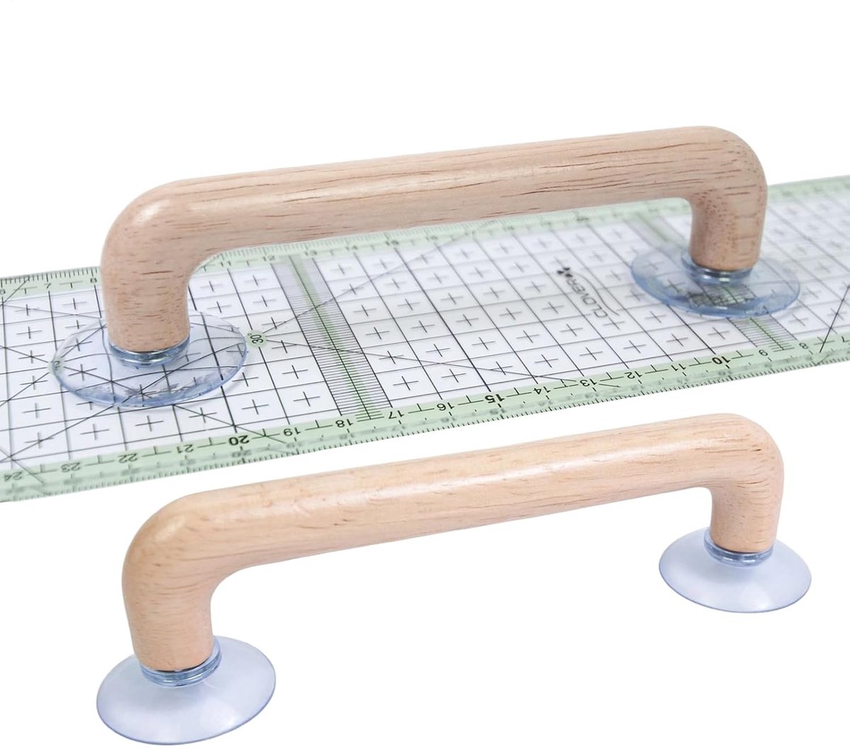 Liniaal Houders - Zuignap Grippers - Stof Snijden - Sterke Zuigkracht - 2 Stuks - Houtkleurig