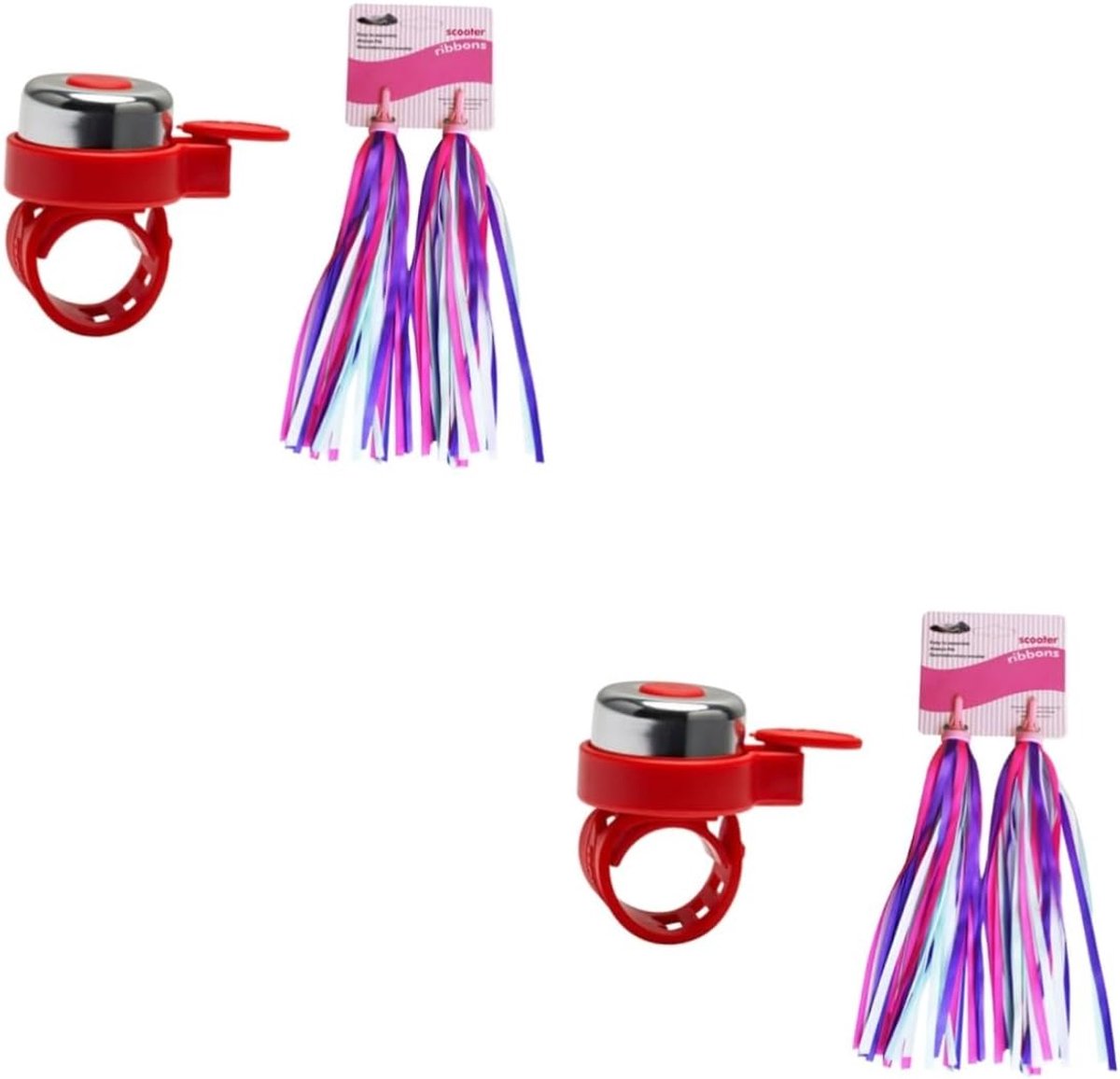 Fietsstuur Versiering - Bel en Kwastjes - Kinderen Fietsen - Vrolijke Geluiden - 27x3cm - Paars Roze