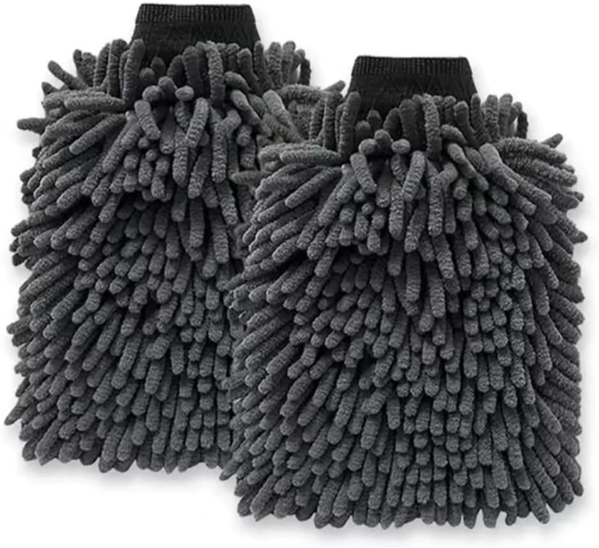 Chenille Washandschoen - Microvezel Handschoen - Auto Reinigen - Dubbelzijdig Ontwerp - 2 Stuks - Grijs