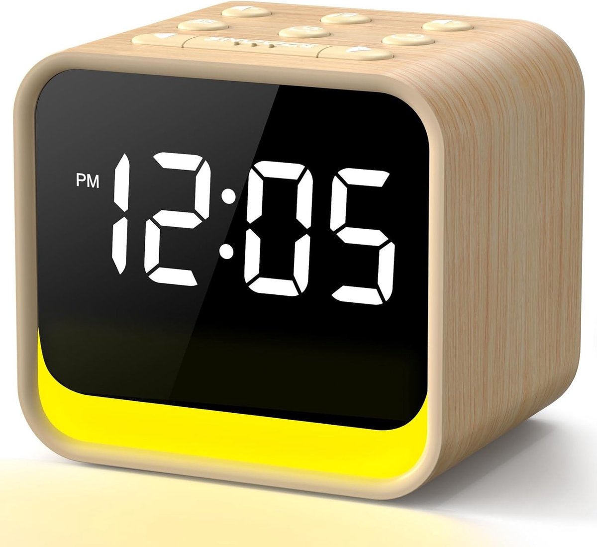 Wekkerradio met Witte Ruis Machine - Houtkleur - 24 Rustgevende Geluiden - Dimbaar Display - Voor de Slaapkamer