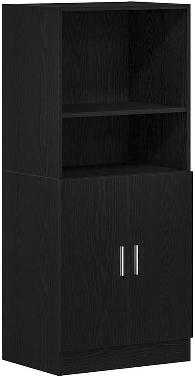 Keukenkast - Bijkeukenkast Dressoirkast - Keuken Organiseren - Bewerkt Hout - 57x415x1315 cm - Zwart