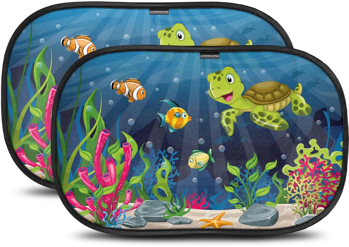 Auto Zonneschermen Set - 2 Stuks - Zelfklevend - UV-Bescherming - Schildpad Design - Voor Baby's, Kinderen & Huisdieren