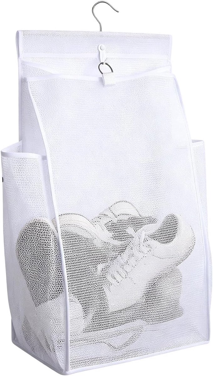 Wasmand Mesh Wasgoedmand Opvouwbaar Ruimte Besparen Luchtcirculatie Voorkomt Geurtjes 61x36x19 cm Wit
