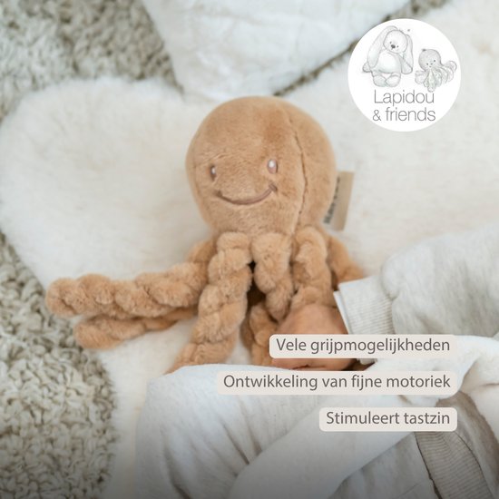Nattou Lapidou Doudou Knuffel Octopus - 22 cm - Warm beige van Nattou — afbeelding 5