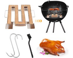 Smokerbox BBQ RVS M-type 22.5x21cm – Rookbox Rookdoos Rookgenerator Smoker met Dubbele Houder & S-haken Meegeleverd – Houtsnippers Pellets Koud Roken – Gas Houtskool Grill Barbecue Inox 304 – Reinigingsborstel Inbegrepen