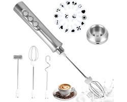 Elektrische Melkopschuimer - Handmixer Klopper - Koffie Maken - 3 Snelheden Instelbaar - USB Oplaadbaar - Zilver