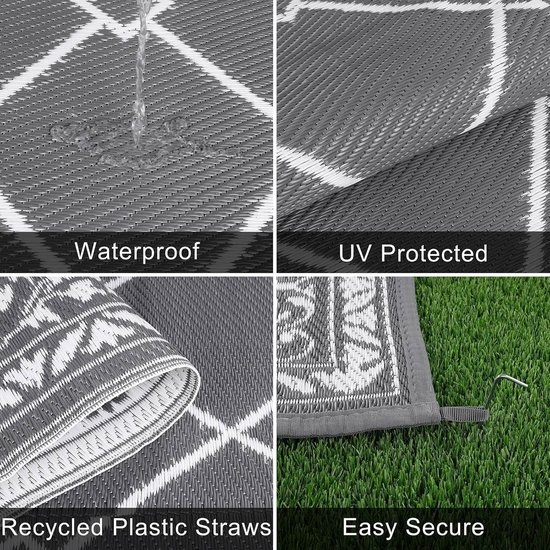 Outdoor Patio Kleed - Tuin Tapijt - Buiten Leven - Waterdicht UV-bestendig - 180 x 270 cm - Grijs van OutDoor — afbeelding 5