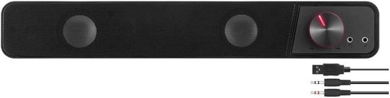 Stereo Soundbar - Compact Geluid - Muziek Luisteren - Verlichte Volumeknop - 38 cm Breed - Zwart — afbeelding 4