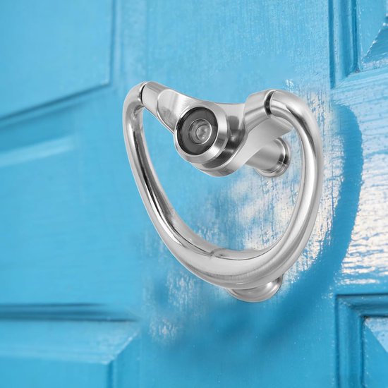 Deurbel Ring - Klopper Deur - Bezoekers Ontvangen - Met Ingebouwd Spionnetje - 9.5 x 8.5 cm - Zilverkleurig — afbeelding 3
