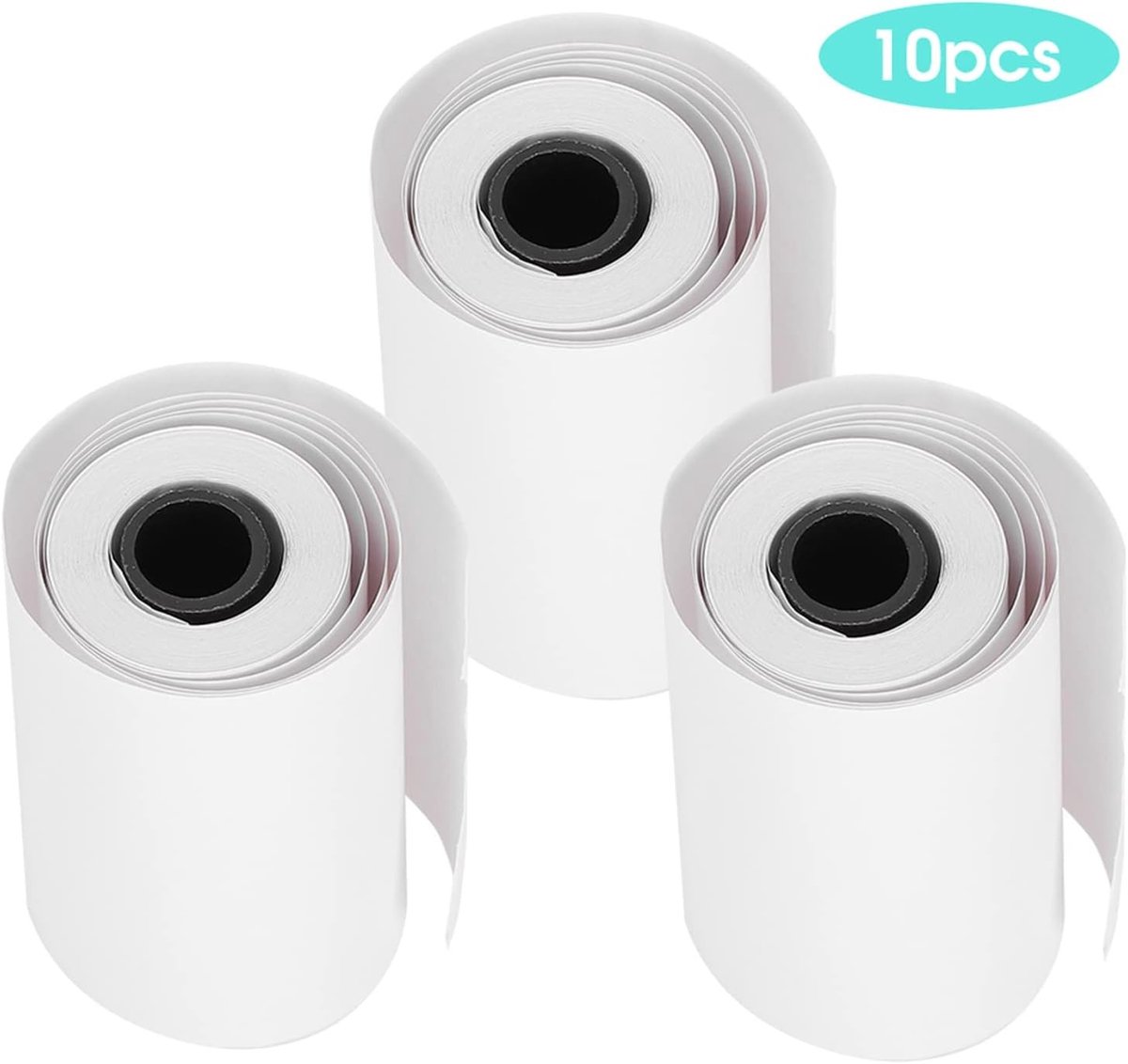Thermisch papier voor Bluetooth pocketprinters, 10 rollen zwart op wit, 6 m lang, 5.5 cm breed, ideaal voor mobiel gebruik en afdrukken