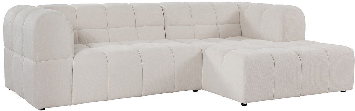 Vente-unique Hoekbank rechts in Getextureerde stof - Beige RIMALO