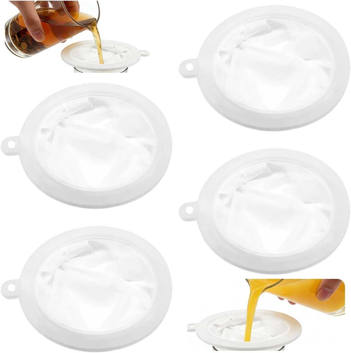 Set van 4 Fijnmazige Filters voor Liqueur, Wijn en Sap - Nylon Zeef met 200/300/400/450 Mesh voor Keuken en Koken