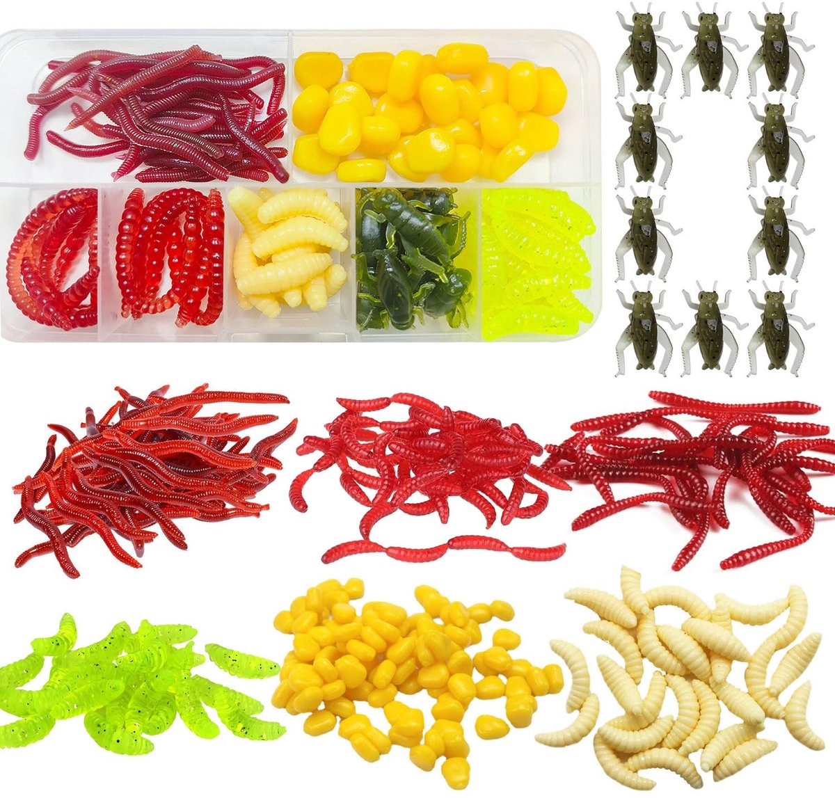 Dailygoods - 285 Zacht Kunstaas met Opbergdoos - Realistische Forelaas voor Vissen