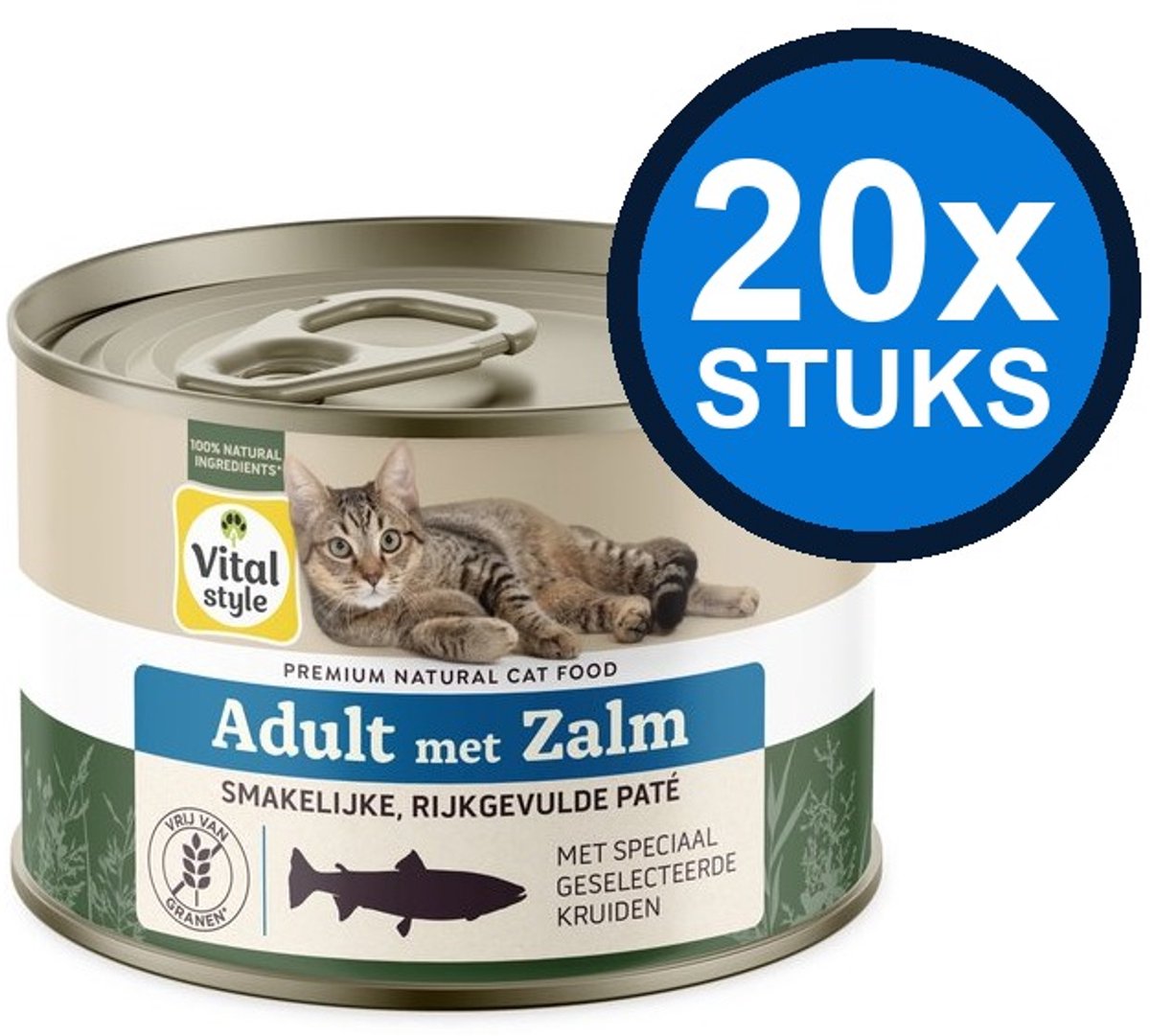 VITALstyle VITALstyle Adult met Zalm - Kattenvoer Natvoer Blik - 200g