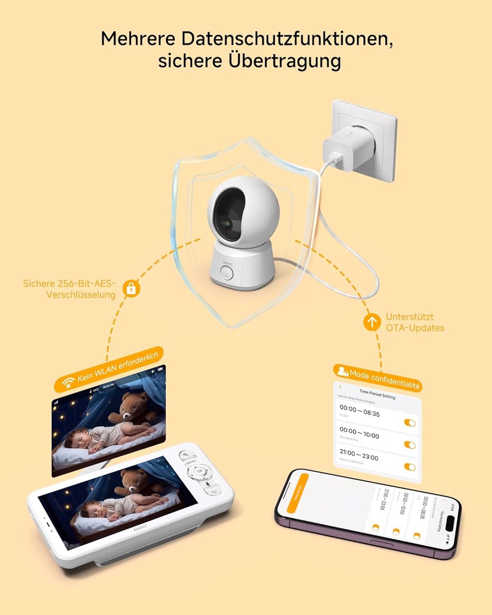 Thijox - ARENTI 1080p PTZ Video-Babyfoon met Camera, 5 Inch Display, Temperatuursensor, 2-Weg Audio, Nachtzicht, Slaapliedjes, en Automatische Trackin thumbnail 6