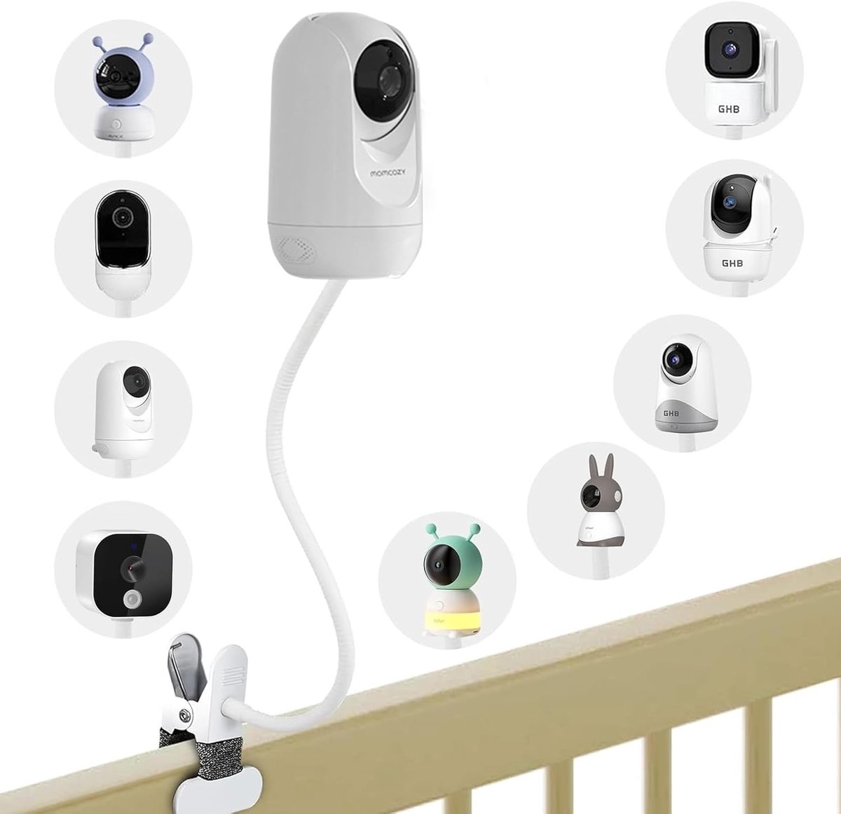 Thijox - Universele Wandhouder voor Babyfoons - Flexibele Cameraklemhouder voor BM01/BM03/BM04 en Meer - Draadgat voor Muurbevestiging - Ideaal voor K