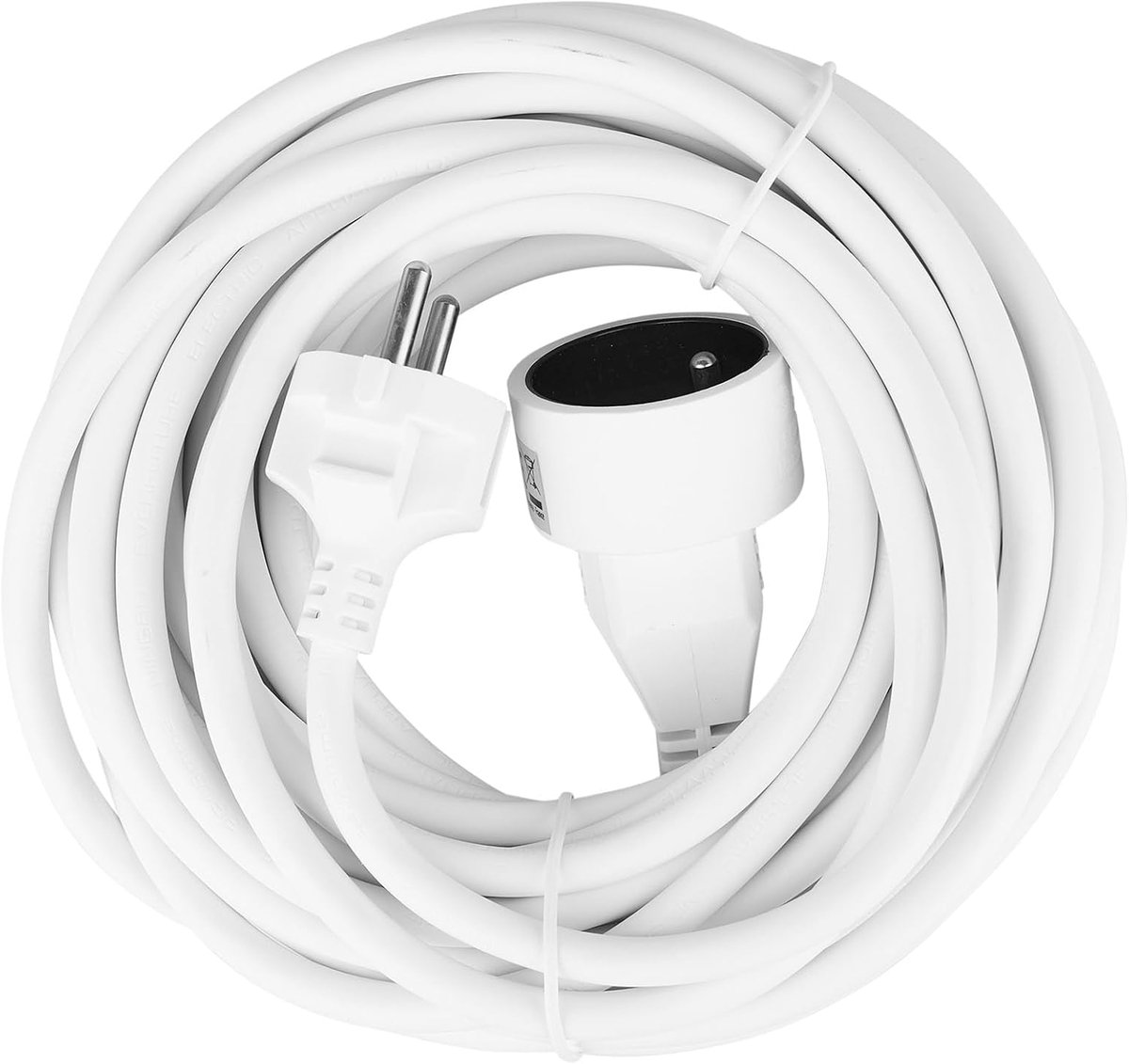 SnelShoppen - Verlengkabel 10 m, 16 A, 1 stopcontact 2P+T, HO5VV-F 3G1,5 mm², 3880 W, Wit met Kinderbeveiliging - Ideaal voor Thuis, Tuin, Camping, Ke
