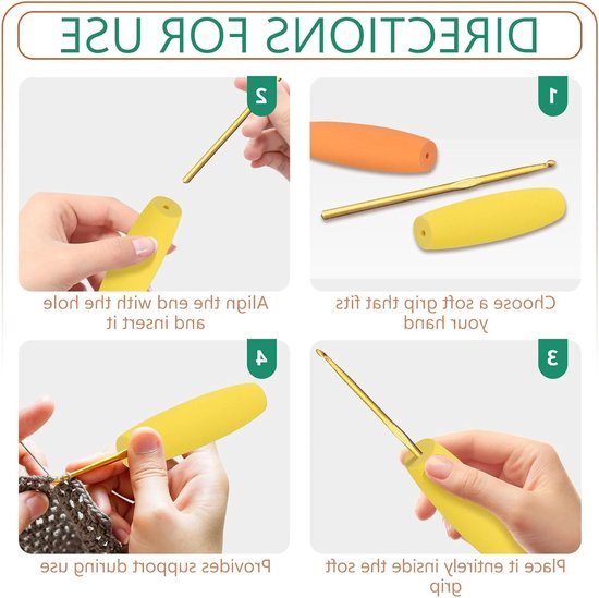 Zachte en ergonomische haaknaaldgrepen van EVA-schuim, 15 stuks voor comfortabel breien, geschikt voor artritis en DIY-projecten, meerkleurig — afbeelding 2