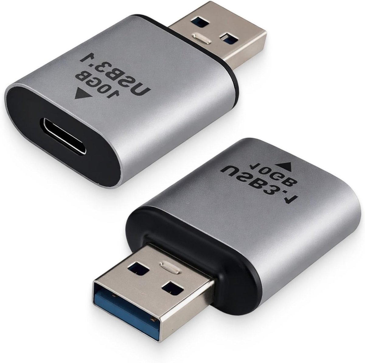 2 stuks USB A naar USB C adapter 10 Gbps voor gegevensoverdracht en snel opladen, ideaal voor laptop, PC en auto OTG gebruik