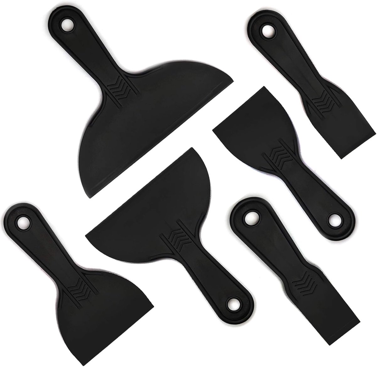 SnelShoppen - Set van 6 Plastic Verfspatels met Handvatten, Plamuurspatel | Schraper Paletmes voor Houtvuller, Behangen, Wandafwerking, Makkelijk Scho