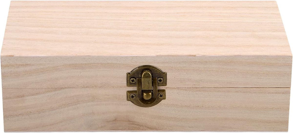 Natuurlijke Houten Opbergdoos met Deksel, Kleine Decoratieve Geschenkdoos, Sieradenbox voor DIY Schilderen en Bewaren (20 x 10 x 6 cm)