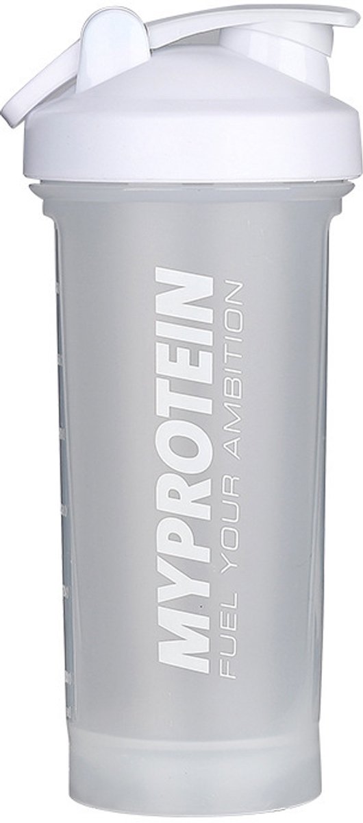 QTTVBTNA -Eiwitshaker - 600 ml Shaker - Proteïne Shaker - Wit, food-grade PP5, BPA-vrij - Met precisieschaal,lekvrij deksel, draaglus, mengbal - Voor sportschool, fitness en reis - Makkelijk schoon te maken
