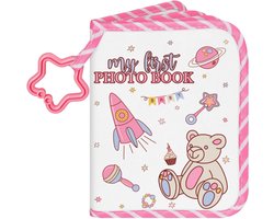SnelShoppen - Baby Foto Album 17 Foto's 10x15 cm - My First Soft Stoff Foto Boek - Persoonlijkiseer met Naamkaart en Naamlabel - Baby Keepsake voor Ne