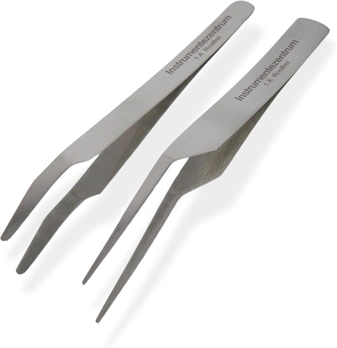 SnelShoppen - 2 x Springsteel Pincetten Set - 10.5 cm - Puntige en Dented Pincet - Hoogwaardige Roestvrijstalen Pincetten voor Dental, Modelbouw en Ho