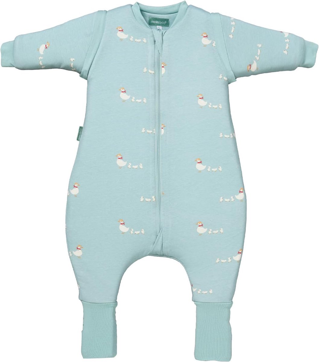 Thijox - Winterslaapzak met Voeten en Afneembare Mouwen voor Kinderen, 2,5 TOG, 100% Katoen, Duck Family, Slaapzak voor Koude Winternachten, Maat 2 Ja