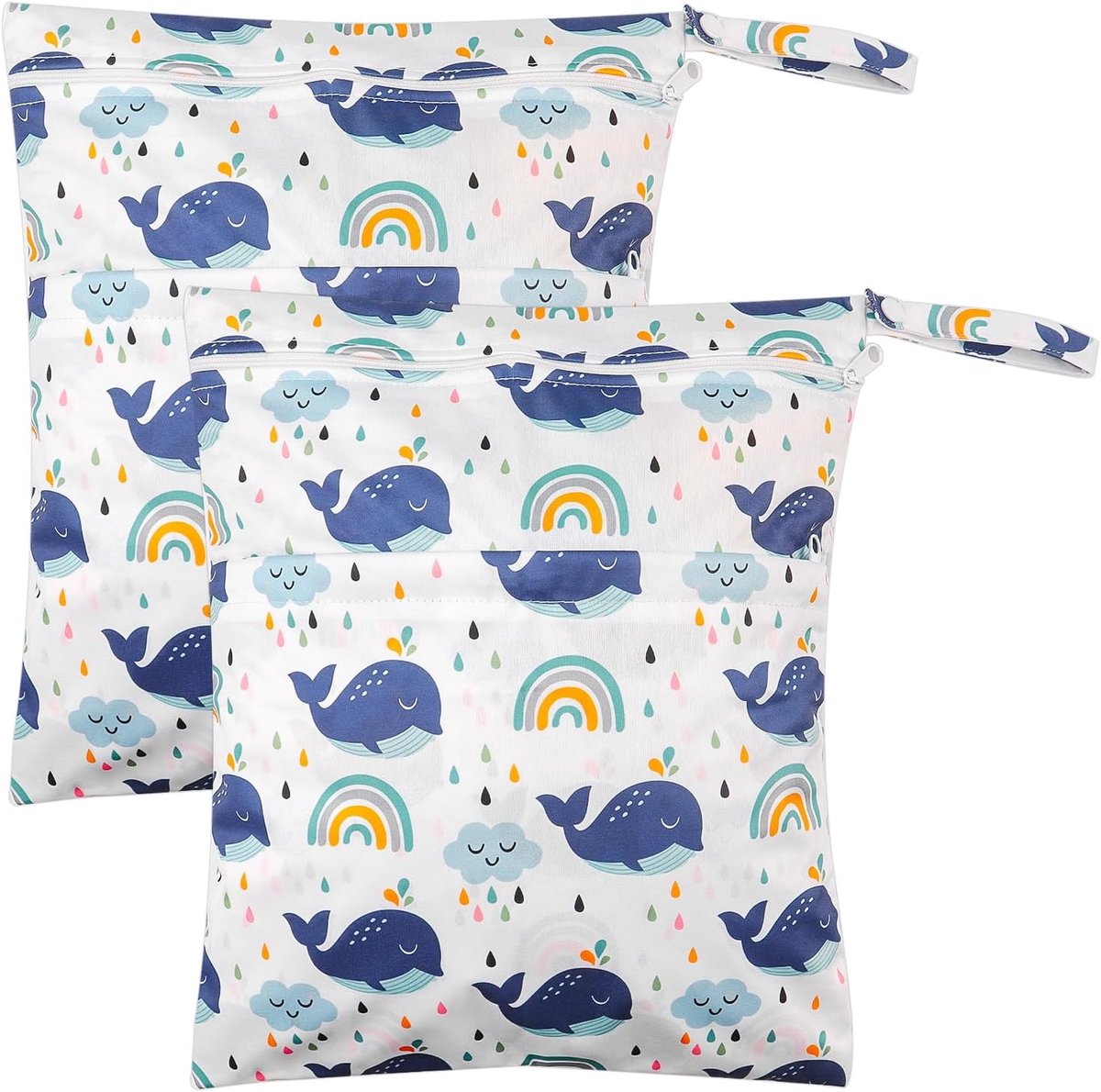 SnelShoppen - 2Pcs Waterproof Diaper Bags, Reusable Wetbag voor Kinderen, Waterproof Nappy Bag met Rits, 36x30cm, Ideaal voor Zwemmen, Camping, Reizen