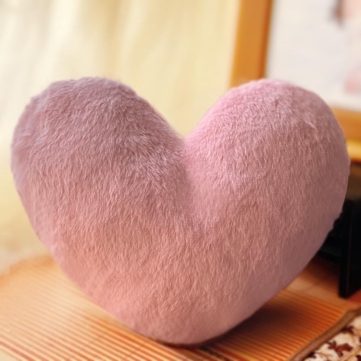 SnelShoppen - Schattig Hartvormig Kussen - Fluffy Decoratieve Bankkussens - Creatieve Plush Cuddly Pillows - Ultra-zacht Polyester & Faux Konijnenbont