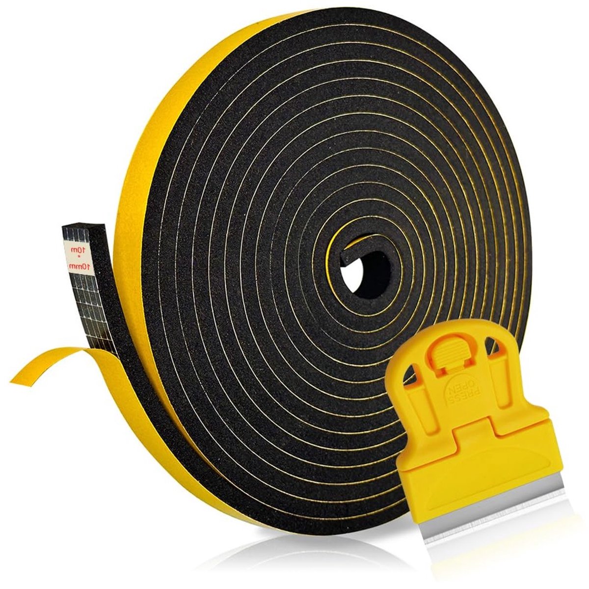 Waterdichte 10m Sealing Tape voor Afdichting van Gootstenen en Fornuizen, 10mm x 3mm Montageband met Schraper voor Vensters en Deuren, Ideaal voor Klussen en Verbouwingen