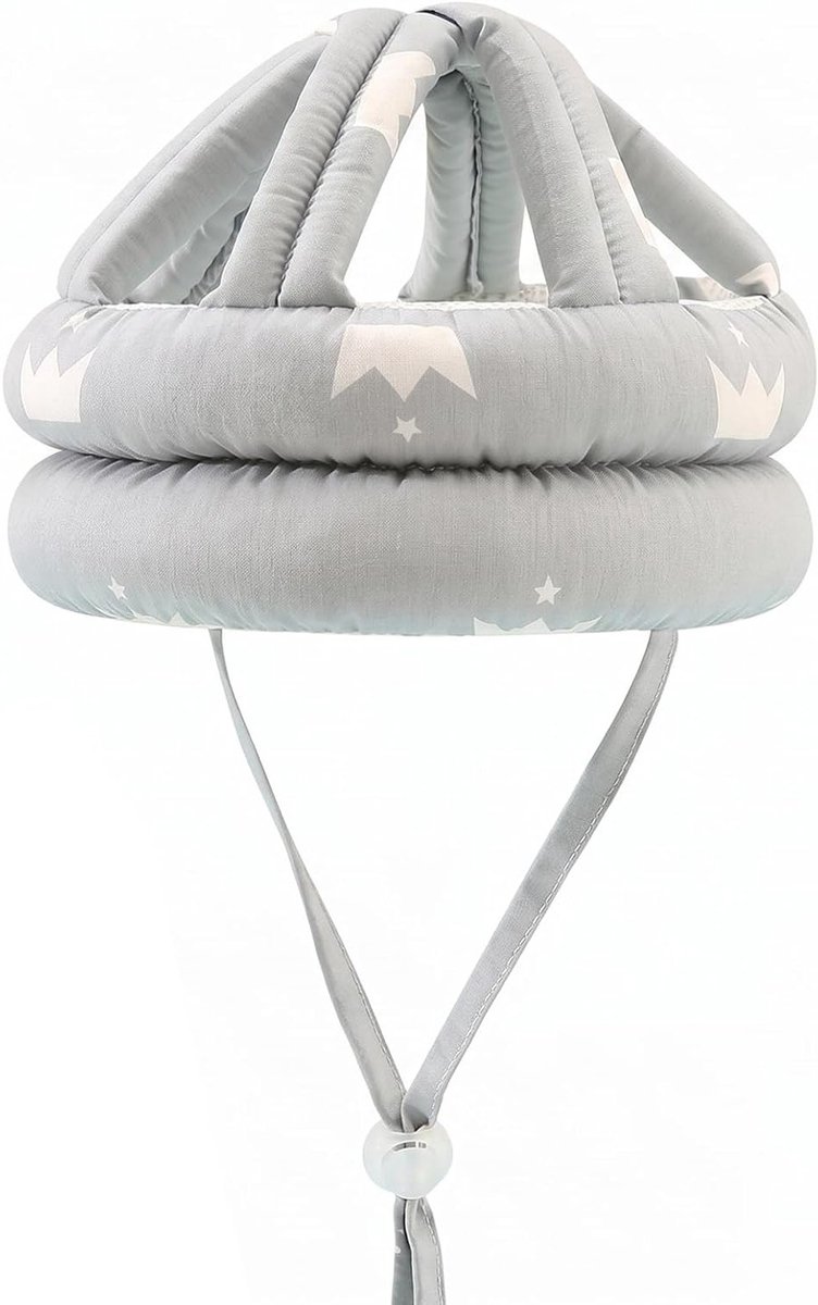 Schokbestendige babyhelm voor hoofdbescherming, verstelbaar en ademend, 360° bescherming tijdens het leren lopen, anti-valhelm in grijs
